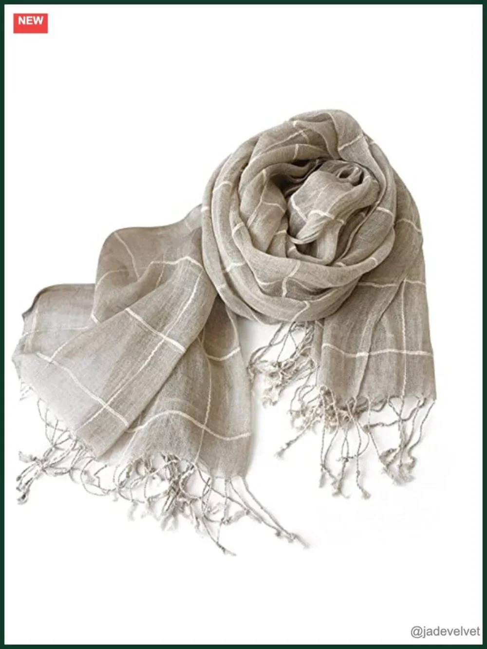 Flax Linen Fashion Scarf Plaid Striped Lightweight Breathable Shawl Wrap